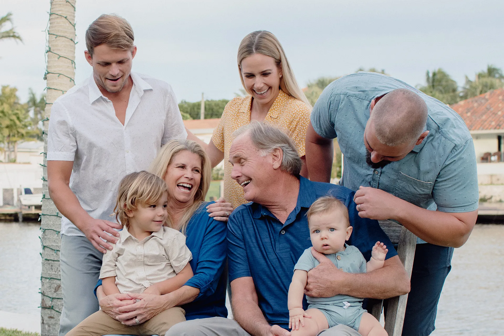 Candid extended family photo during an At-Home Family Session in Fort Lauderdale