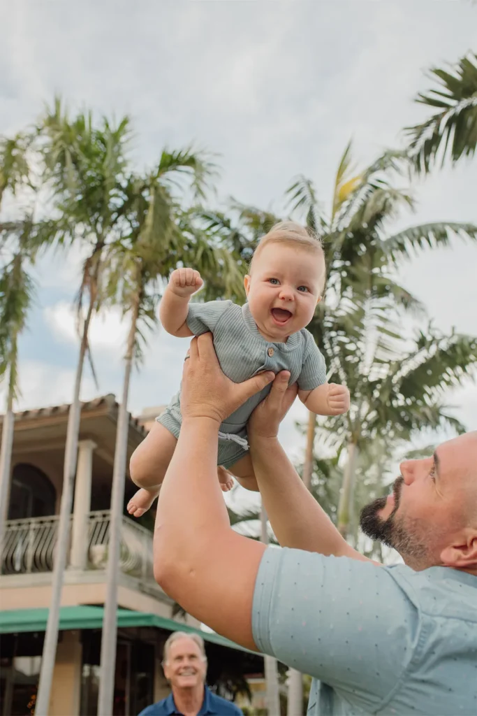 Portrait of a family of four during an At-Home Family Session in Fort Lauderdale