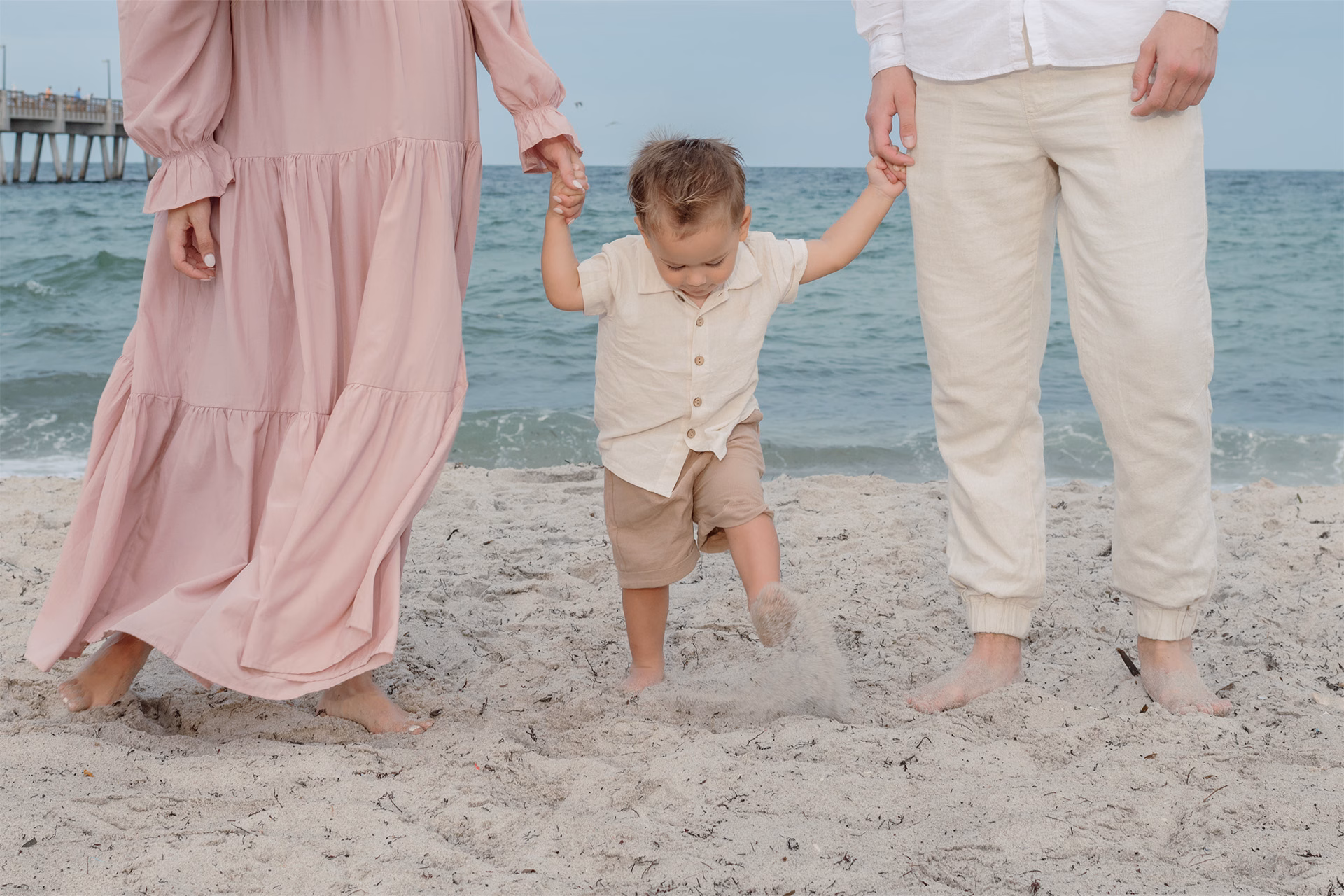 Cropped photo of family walking towards camera