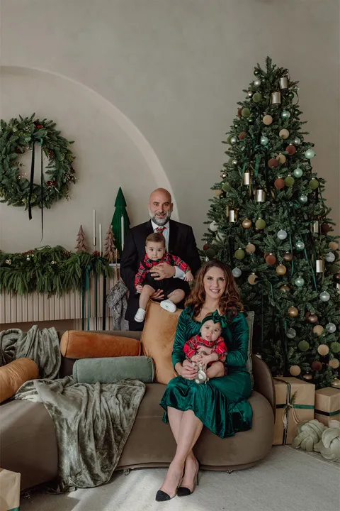 Family holiday portrait in studio during Fort Lauderdale Holiday Mini Sessions