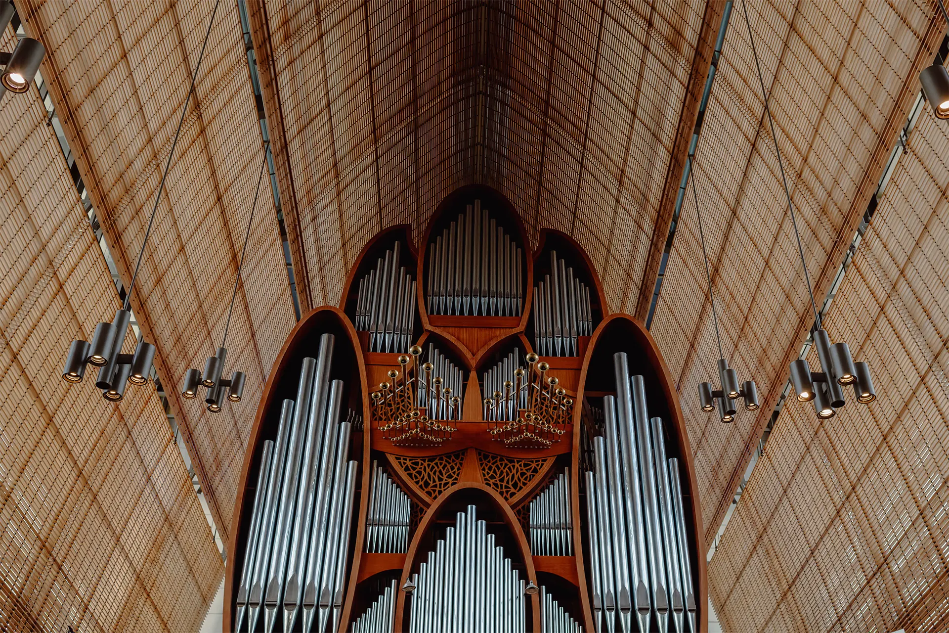 The interior of Epiphany Catholic Church during a baptism ceremony in Coral Gables
